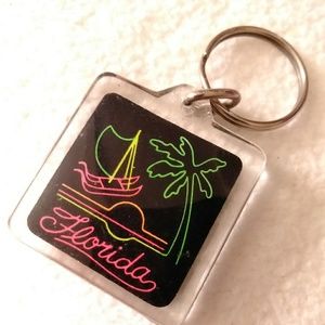 3/$10 Florida neon sign keychain sail boat keyring
